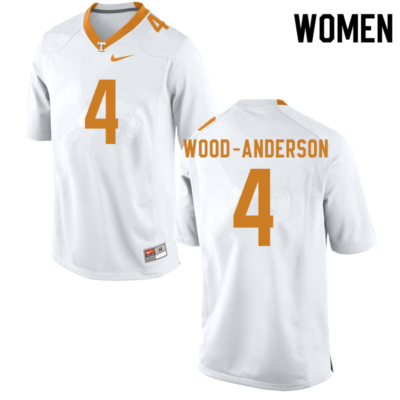 Women #4 Dominick Wood-Anderson Tennessee Volunteers College Football Jerseys Sale-White